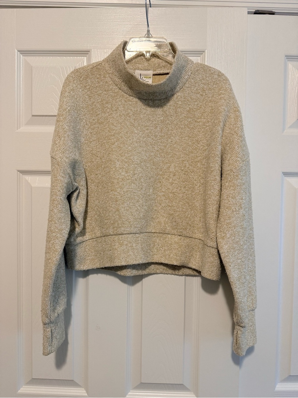 Offline Aerie Neutral Mock Neck Cropped Sweater